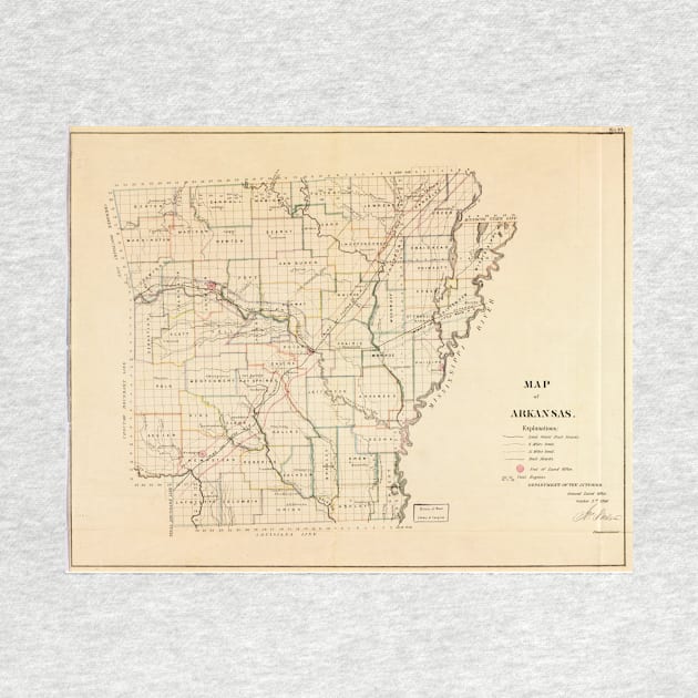 Vintage Map of Arkansas (1866) by Bravuramedia